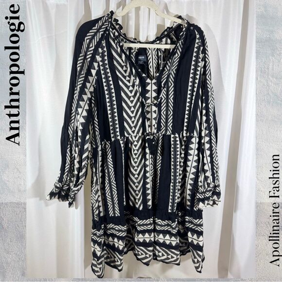 Anthropologie Dominique Tunic Dress in Black White Patterns Medium New - Picture 7 of 8